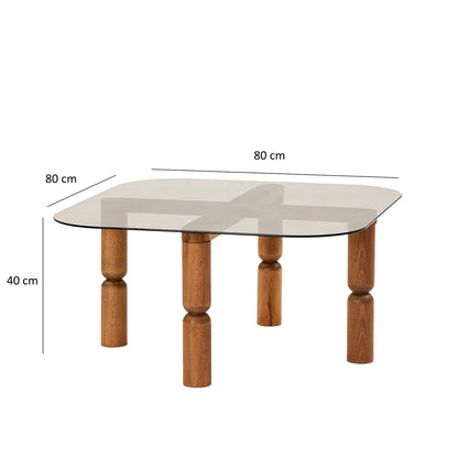 Τραπεζάκι Σαλονιού Καρυδί - Μπρονζέ 80 x 80 x 40 εκ GR552NOS2265