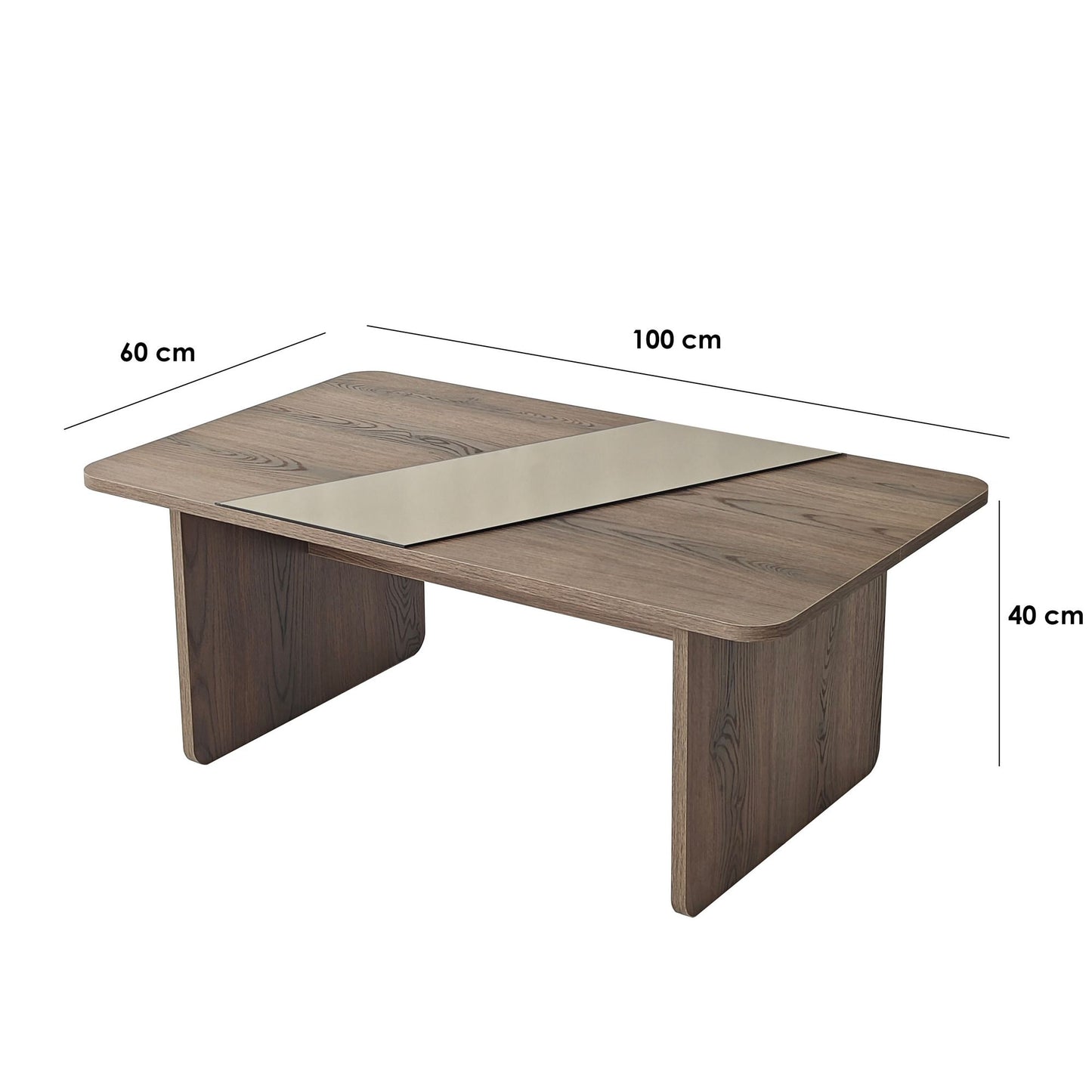 Τραπεζάκι Σαλονιού Μπρονζέ - Καρυδί 100 x 60 x 40 εκ GR552NOS2279