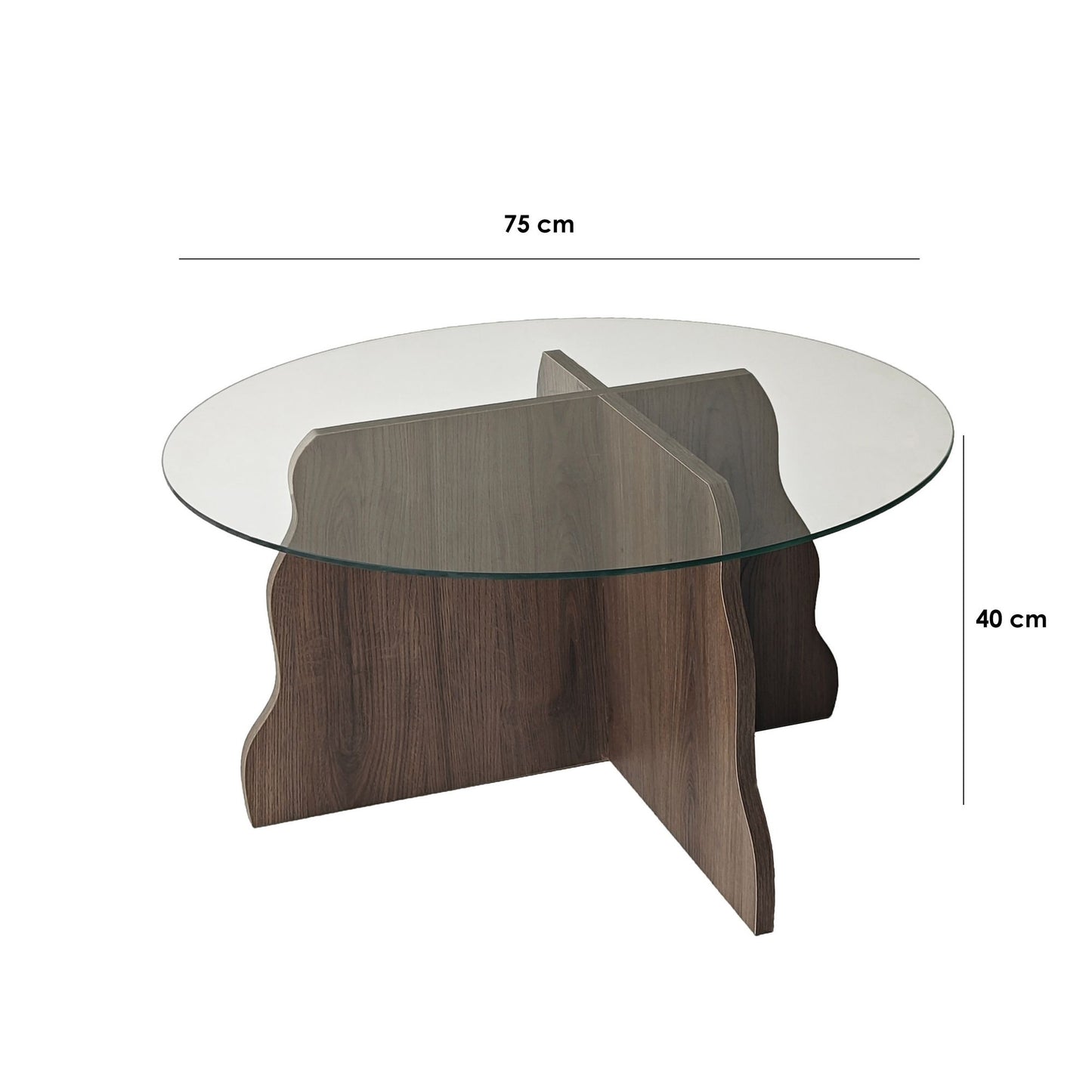 Τραπεζάκι Σαλονιού Καρυδί - Διάφανο 75 x 75 x 40 εκ GR552NOS2280