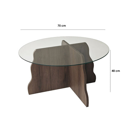 Τραπεζάκι Σαλονιού Καρυδί - Διάφανο 75 x 75 x 40 εκ GR552NOS2280