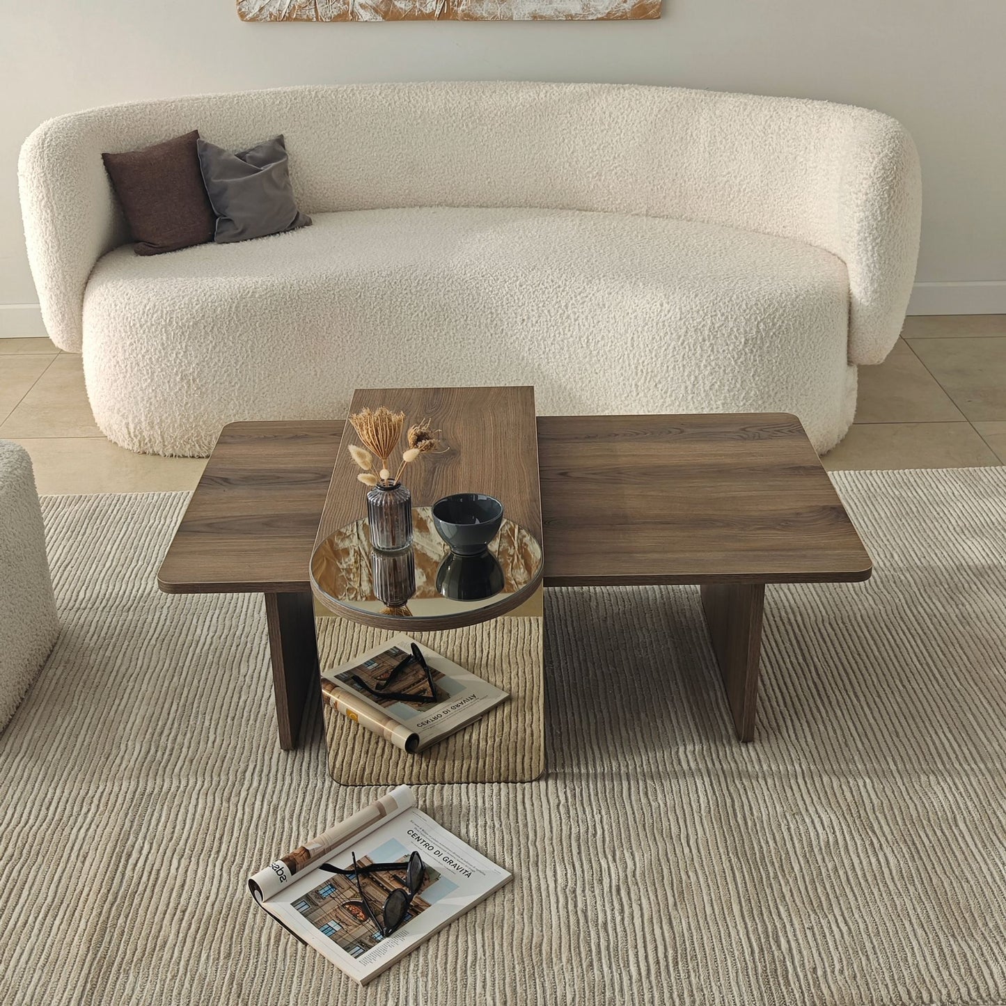 Τραπεζάκι Σαλονιού Set Μπρονζέ - Καρυδί 105 x 60 x 35 εκ GR552NOS2282
