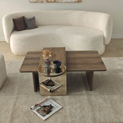 Τραπεζάκι Σαλονιού Set Μπρονζέ - Καρυδί 105 x 60 x 35 εκ GR552NOS2282