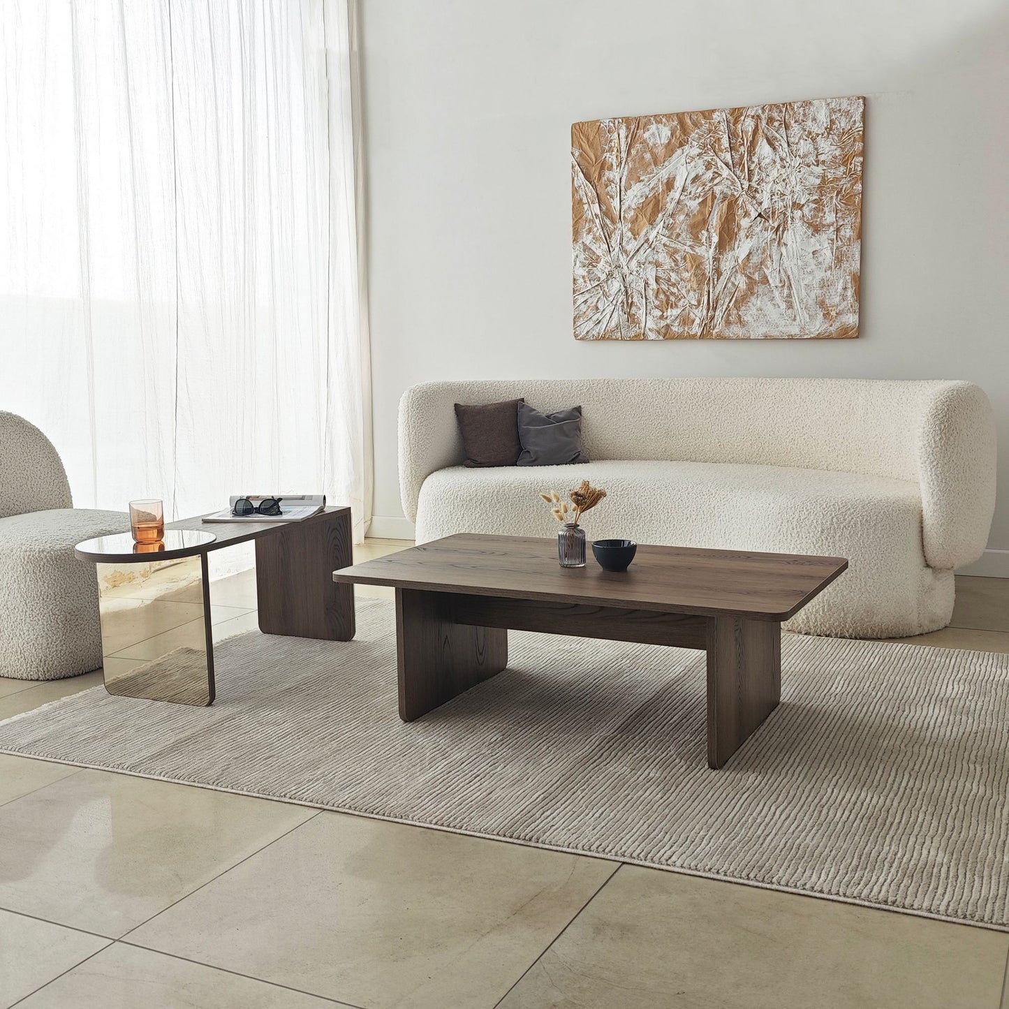 Τραπεζάκι Σαλονιού Set Μπρονζέ - Καρυδί 105 x 60 x 35 εκ GR552NOS2282