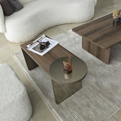 Τραπεζάκι Σαλονιού Set Μπρονζέ - Καρυδί 105 x 60 x 35 εκ GR552NOS2282