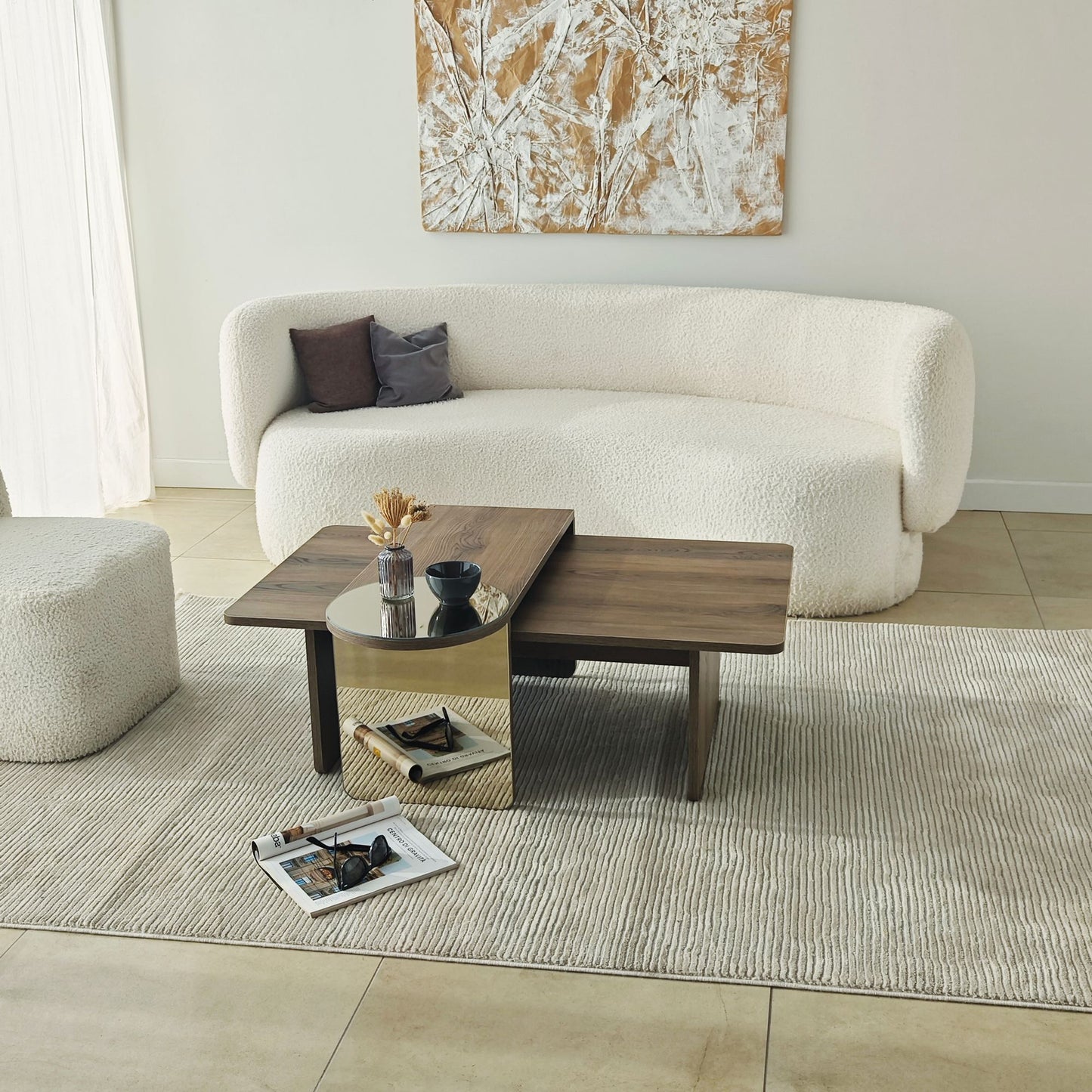 Τραπεζάκι Σαλονιού Set Μπρονζέ - Καρυδί 105 x 60 x 35 εκ GR552NOS2282
