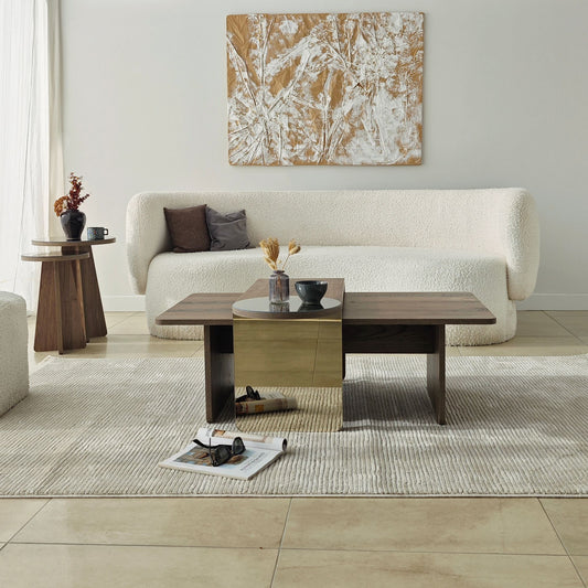 Τραπεζάκι Σαλονιού Set Μπρονζέ - Καρυδί 105 x 60 x 35 εκ GR552NOS2283