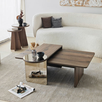 Τραπεζάκι Σαλονιού Set Μπρονζέ - Καρυδί 105 x 60 x 35 εκ GR552NOS2283