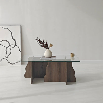 Τραπεζάκι Σαλονιού Καρυδί - Διάφανο 105 x 65 x 40 εκ GR552NOS2287