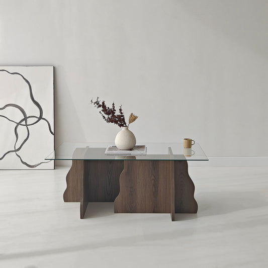 Τραπεζάκι Σαλονιού Καρυδί - Διάφανο 105 x 65 x 40 εκ GR552NOS2287
