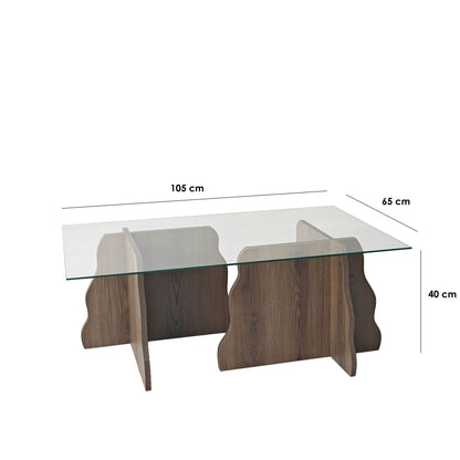 Τραπεζάκι Σαλονιού Καρυδί - Διάφανο 105 x 65 x 40 εκ GR552NOS2287