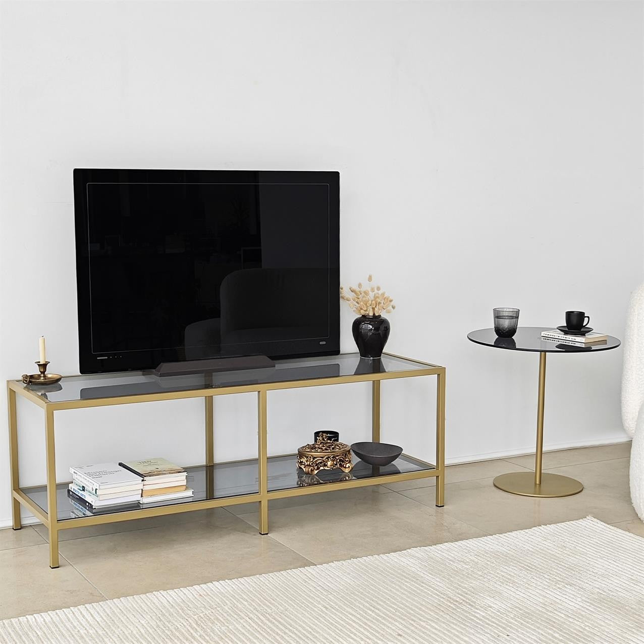 Έπιπλο Τηλεόρασης TV Βάση Σύνθεση Dark Γκρι Χρυσό | 552NOS2359