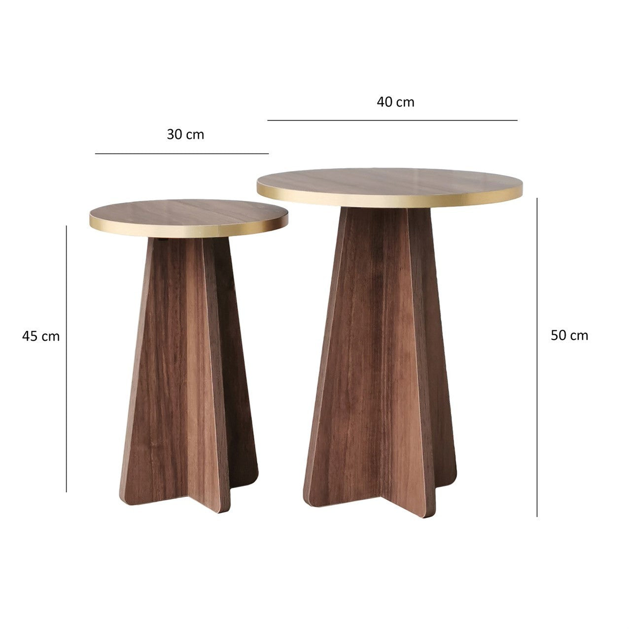 Τραπεζάκι Σαλονιού Set Χρυσό - Καρυδί 40 x 40 x 50 εκ GR552NOS2374