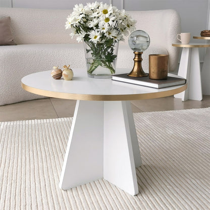 Τραπεζάκι Σαλονιού Χρυσό - Λευκό 60 x 60 x 40 εκ GR552NOS2375