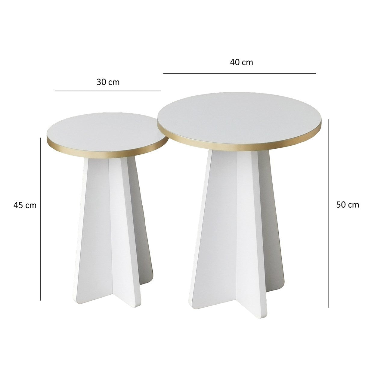Τραπεζάκι Σαλονιού Set Χρυσό - Λευκό 40 x 40 x 50 εκ GR552NOS2376