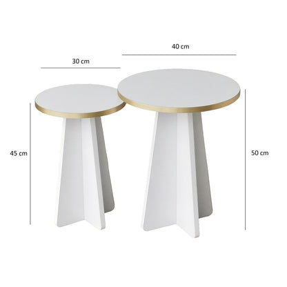 Τραπεζάκι Σαλονιού Set Χρυσό - Λευκό 40 x 40 x 50 εκ GR552NOS2376