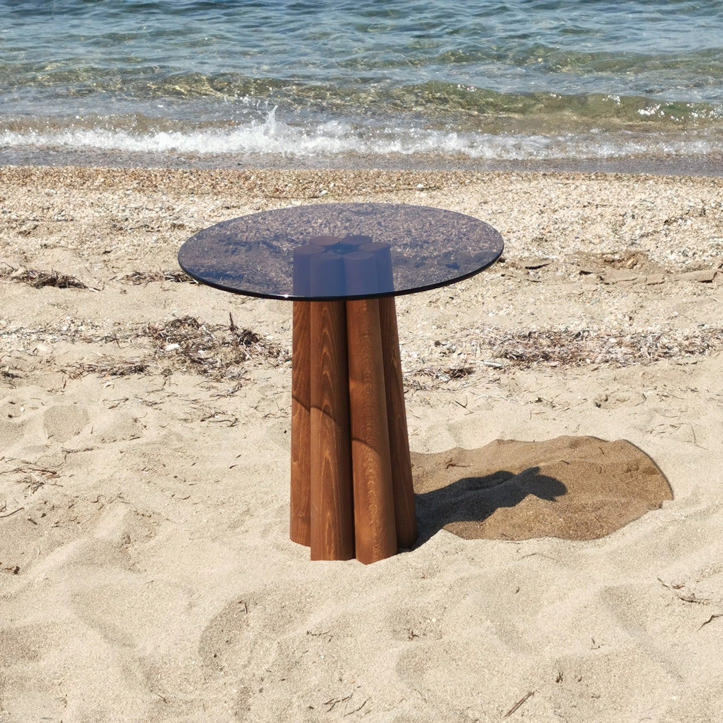 Τραπεζάκι Σαλονιού Μπρονζέ - Καρυδί 50 x 50 x 50 εκ GR552NOS2393