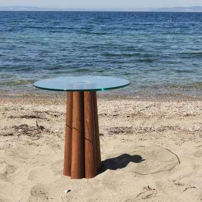 Τραπεζάκι Σαλονιού Καρυδί - Διάφανο 50 x 50 x 50 εκ GR552NOS2396