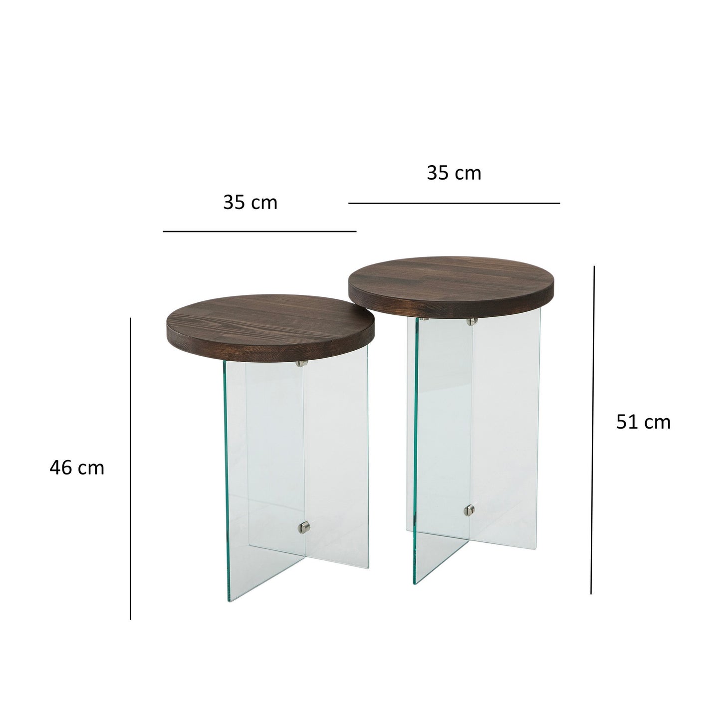 Τραπεζάκι Σαλονιού Set Διάφανο - Καρυδί 35 x 51 εκ GR552NOS2408