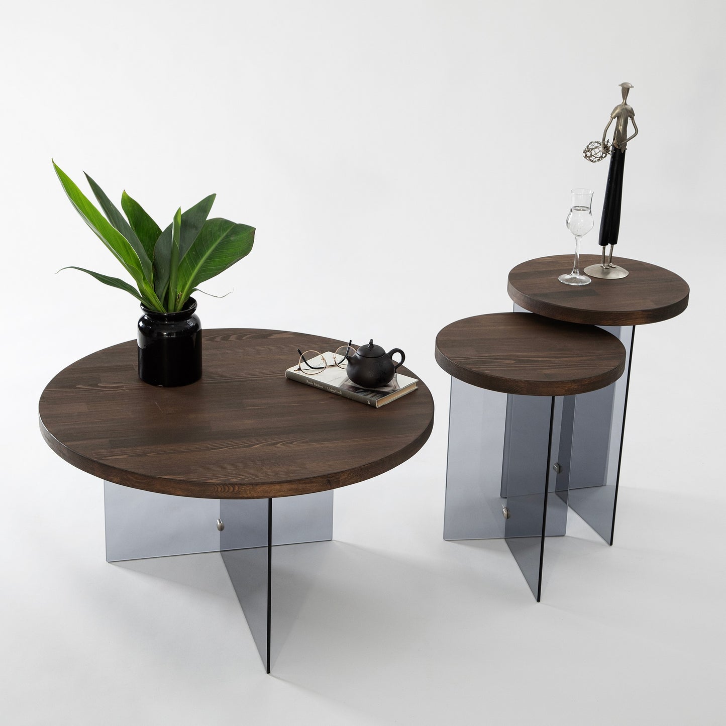 Τραπεζάκι Σαλονιού Καρυδί - Σκούρο Γκρι 70 x 40 εκ GR552NOS2409