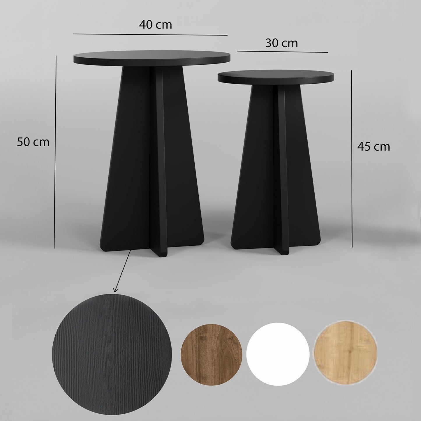 Τραπεζάκι Σαλονιού Set Μαύρο 40 x 40 x 50 εκ GR552NOS2473