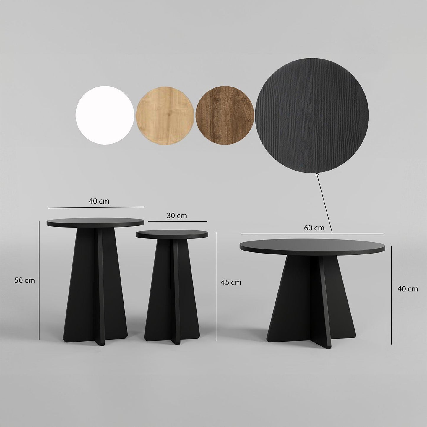 Τραπεζάκι Σαλονιού Set Μαύρο 60 x 60 x 40 εκ GR552NOS2474