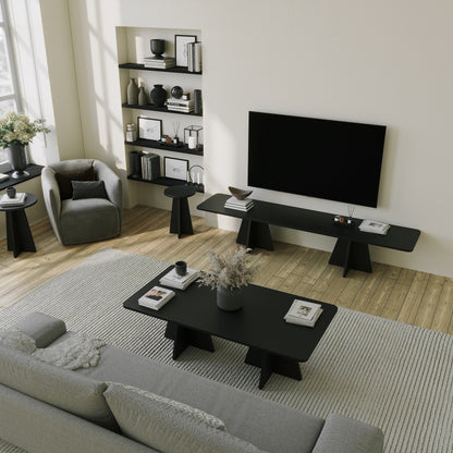 Τραπεζάκι Σαλονιού Set Μαύρο 180 x 42 x 40 εκ GR552NOS2481