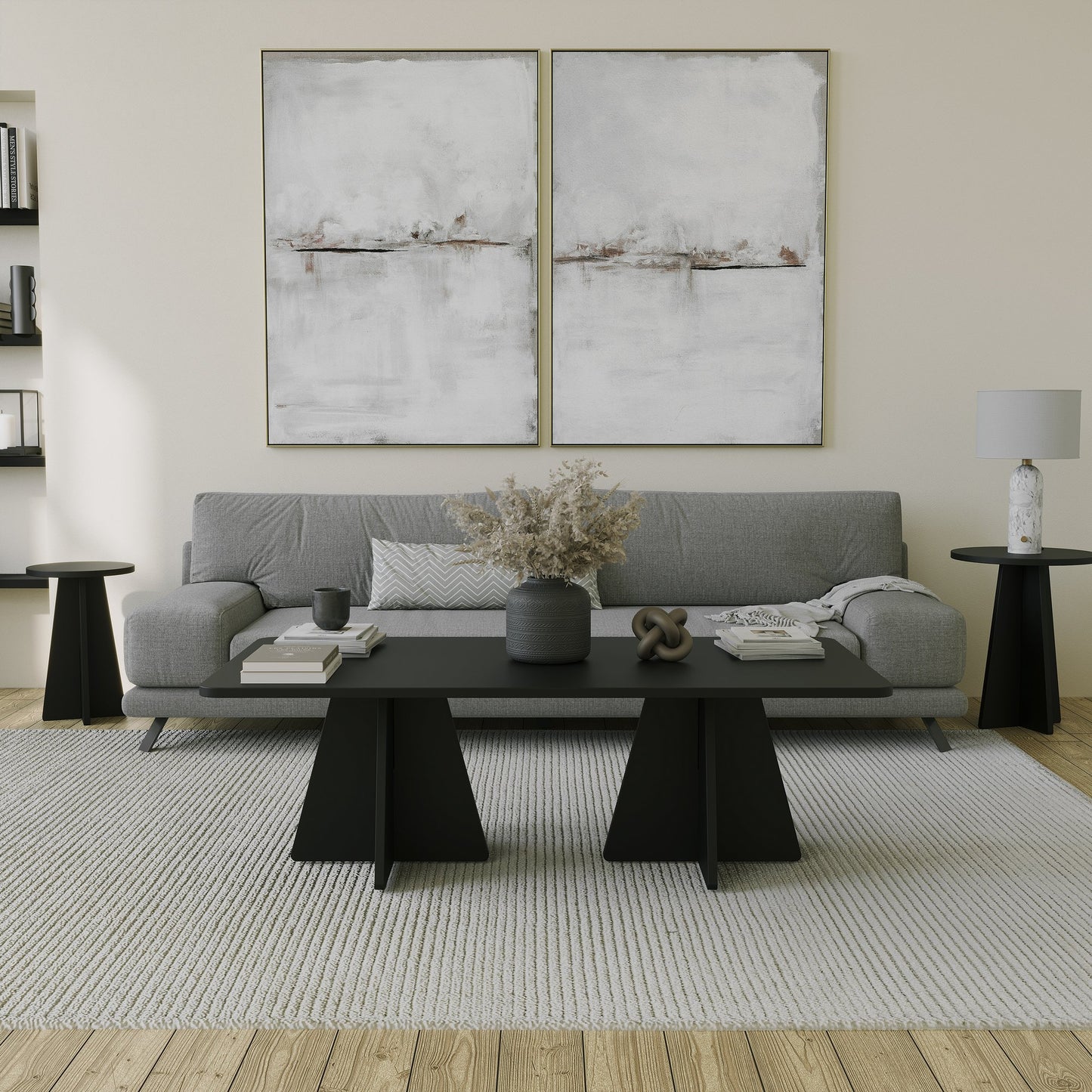 Τραπεζάκι Σαλονιού Set Μαύρο 180 x 42 x 40 εκ GR552NOS2481