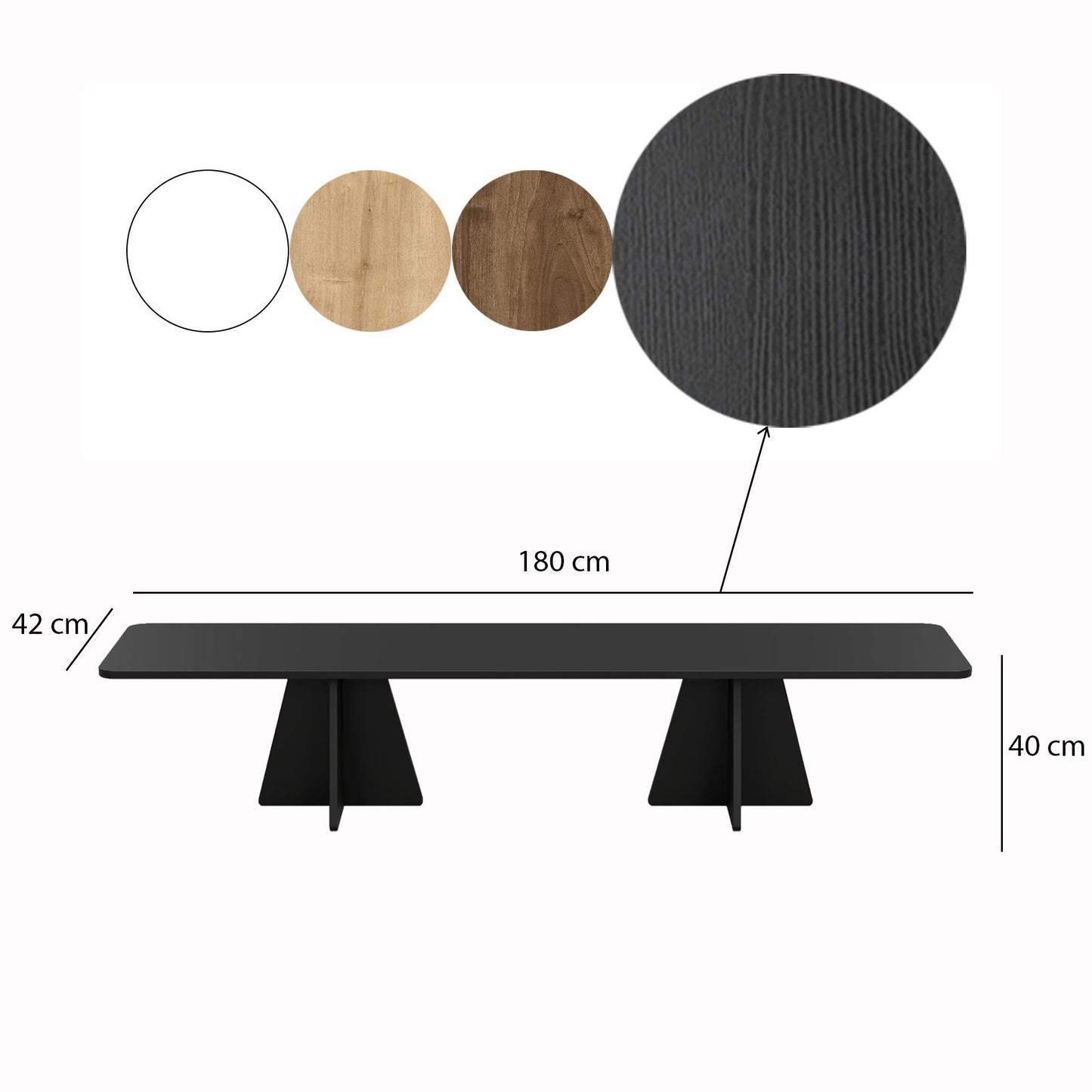 Τραπεζάκι Σαλονιού Set Μαύρο 180 x 42 x 40 εκ GR552NOS2481