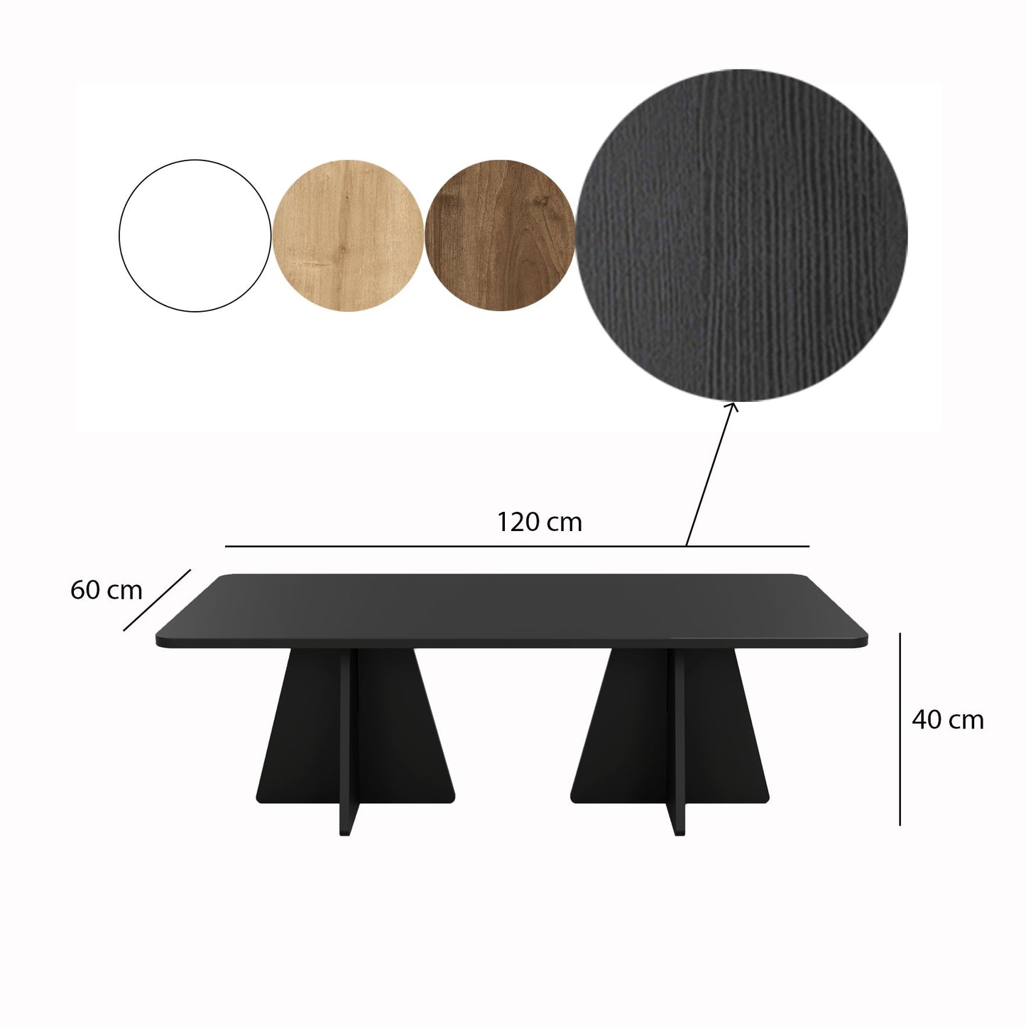 Τραπεζάκι Σαλονιού Set Μαύρο 180 x 42 x 40 εκ GR552NOS2481