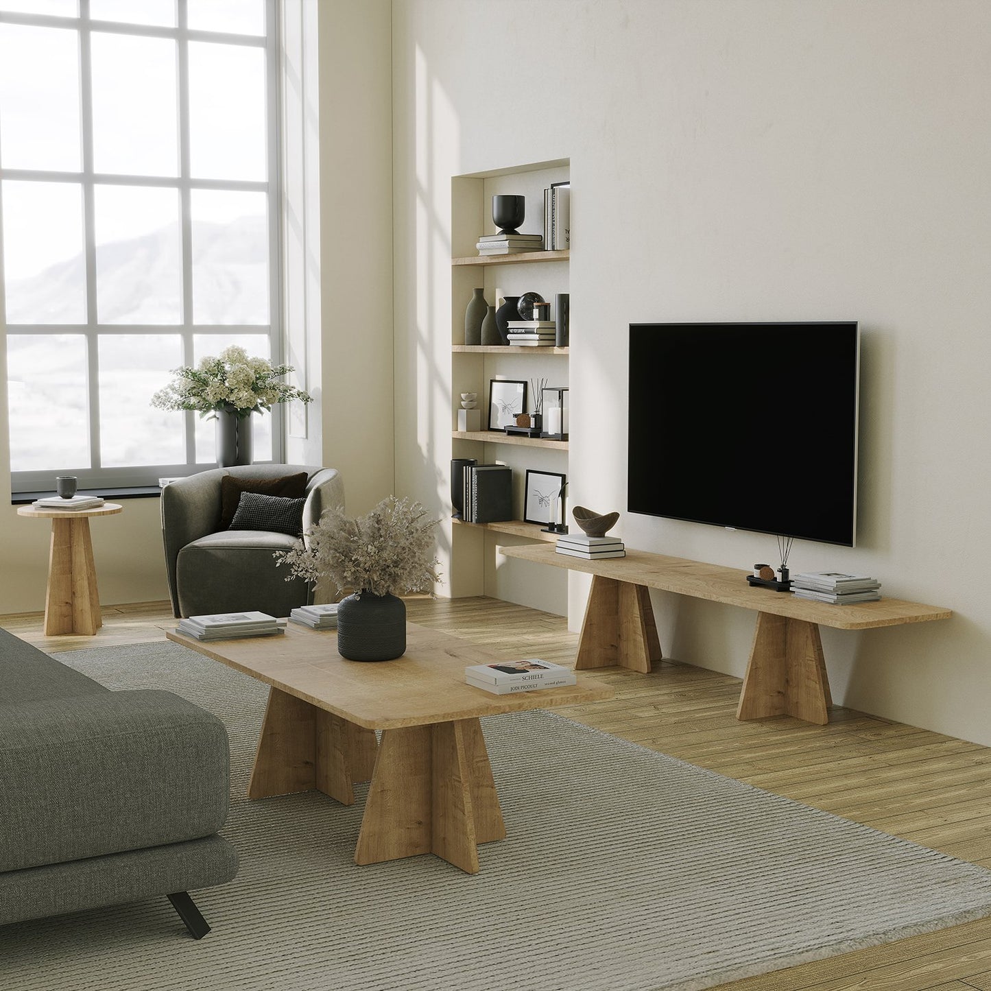 Έπιπλο Τηλεόρασης TV Βάση Σύνθεση Sapphire Δρυς | 552NOS2493