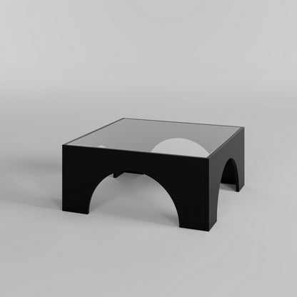 Τραπεζάκι Σαλονιού Μαύρο - Διάφανο 80 x 80 x 35 εκ GR552NOS2497