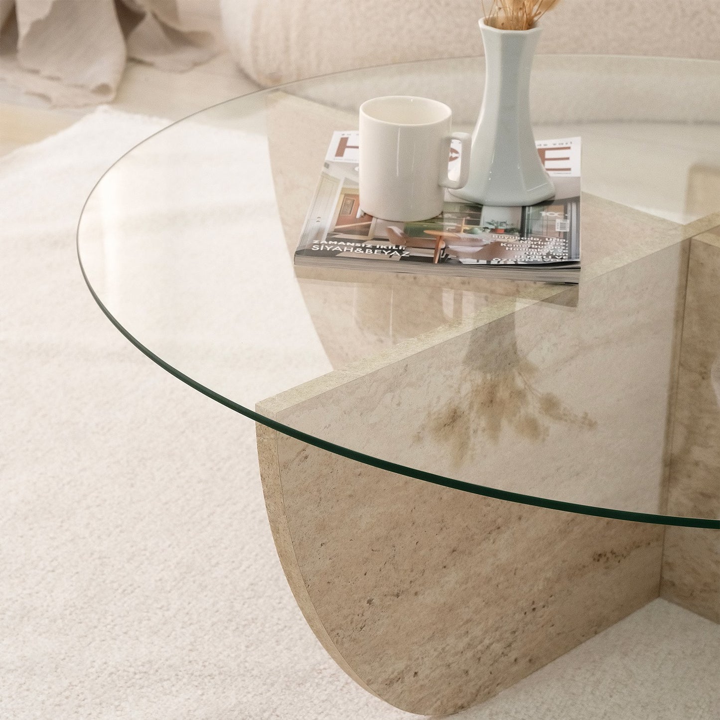 Τραπεζάκι Σαλονιού Travertine 90 εκ GR552NOS2499