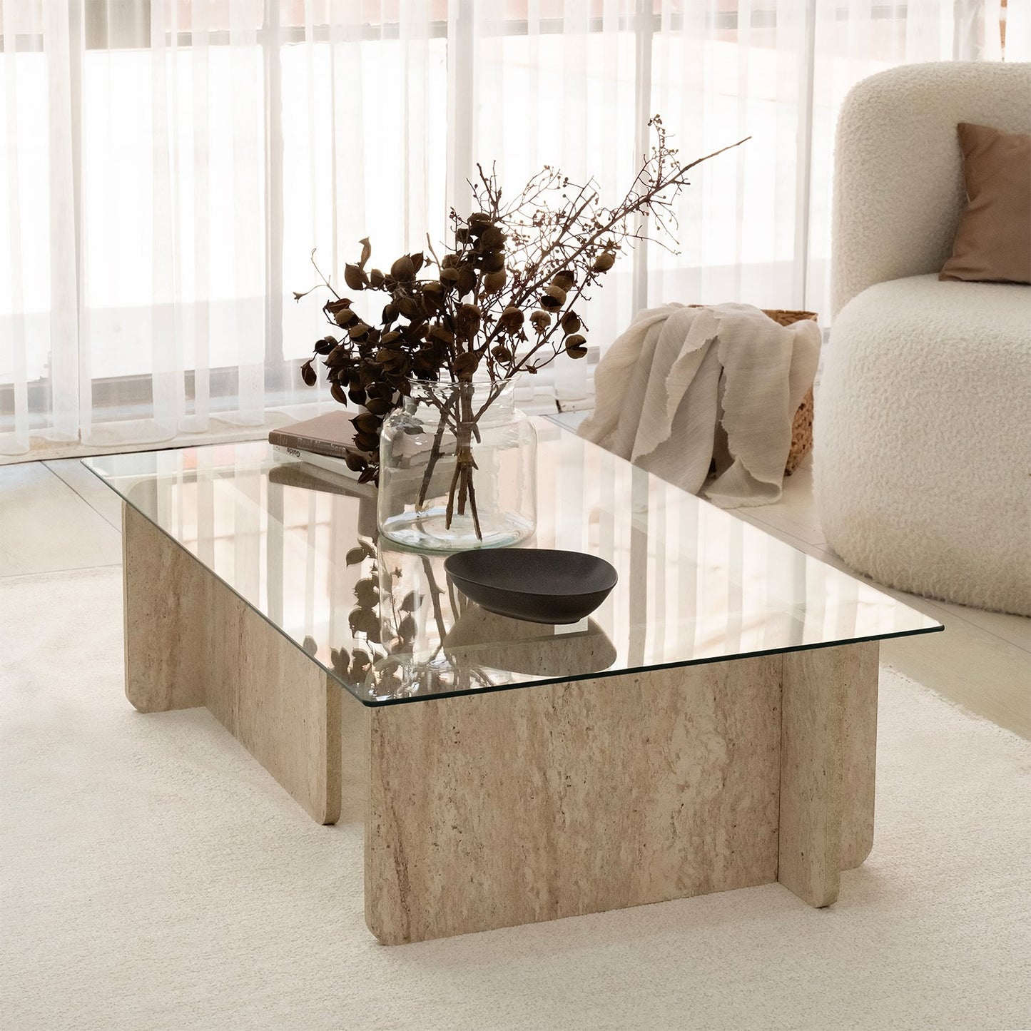 Τραπεζάκι Σαλονιού Travertine 105 x 65 x 30 εκ GR552NOS2503