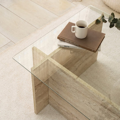 Τραπεζάκι Σαλονιού Travertine 105 x 65 x 40 εκ GR552NOS2504