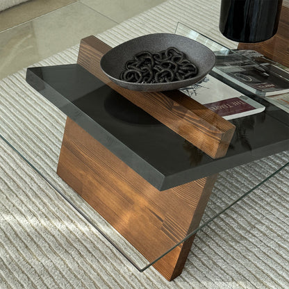 Τραπεζάκι Σαλονιού Μαύρο - Καστανιά 105 x 65 x 31 εκ GR552NOS2539