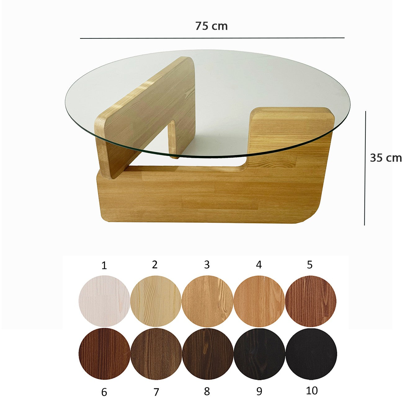 Τραπεζάκι Σαλονιού Δρυς - Διάφανο 75 x 75 x 35 εκ GR552NOS2546