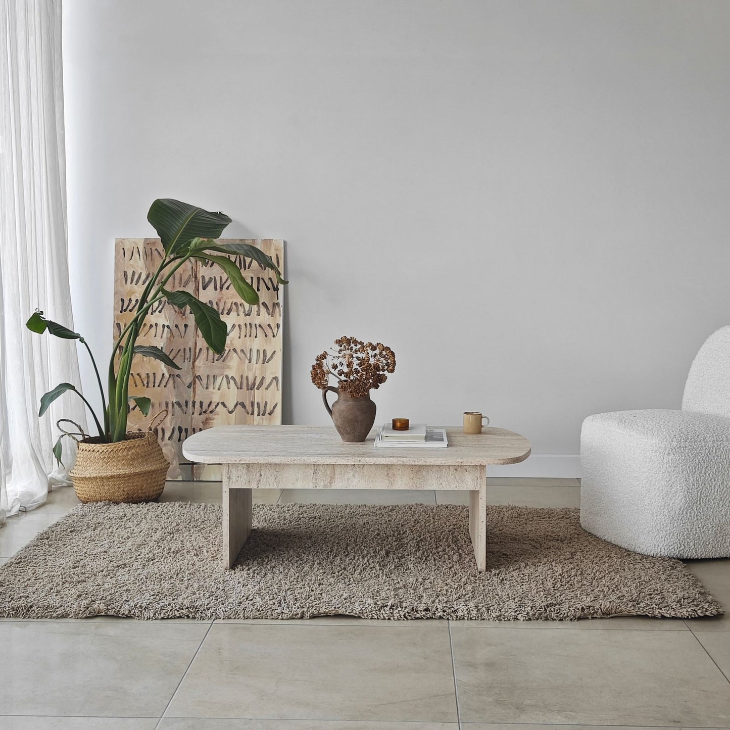 Τραπεζάκι Σαλονιού Travertine 105 x 60 x 35 εκ GR552NOS2551