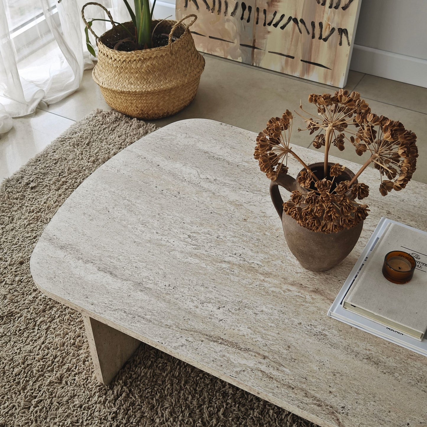 Τραπεζάκι Σαλονιού Travertine 105 x 60 x 35 εκ GR552NOS2551