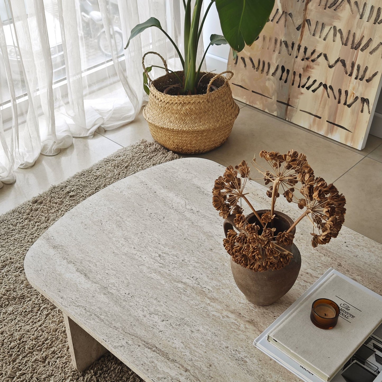Τραπεζάκι Σαλονιού Travertine 105 x 60 x 35 εκ GR552NOS2551