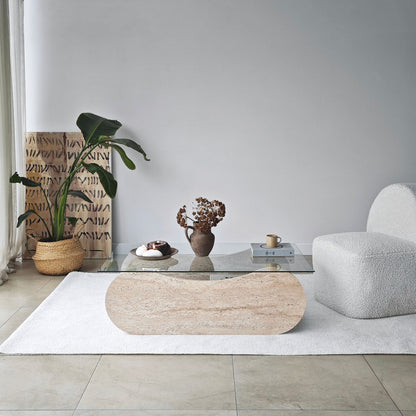 Τραπεζάκι Σαλονιού Travertine - Διάφανο 105 x 65 x 35 εκ GR552NOS2556