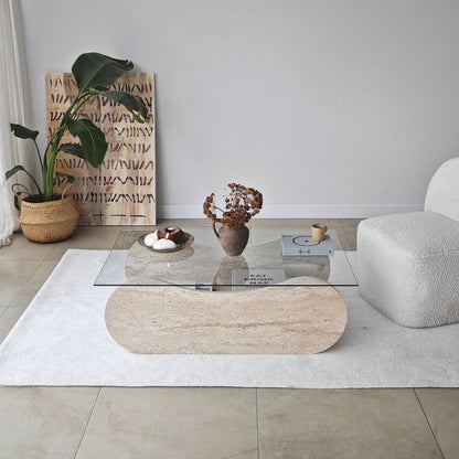 Τραπεζάκι Σαλονιού Travertine - Διάφανο 105 x 65 x 35 εκ GR552NOS2556