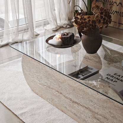 Τραπεζάκι Σαλονιού Travertine - Διάφανο 105 x 65 x 35 εκ GR552NOS2556