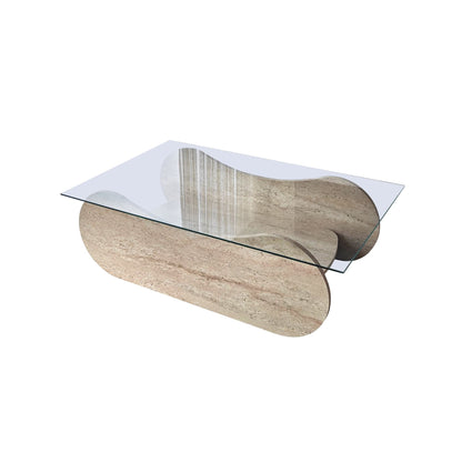 Τραπεζάκι Σαλονιού Travertine - Διάφανο 105 x 65 x 35 εκ GR552NOS2556