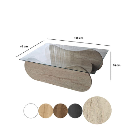 Τραπεζάκι Σαλονιού Travertine - Διάφανο 105 x 65 x 35 εκ GR552NOS2556