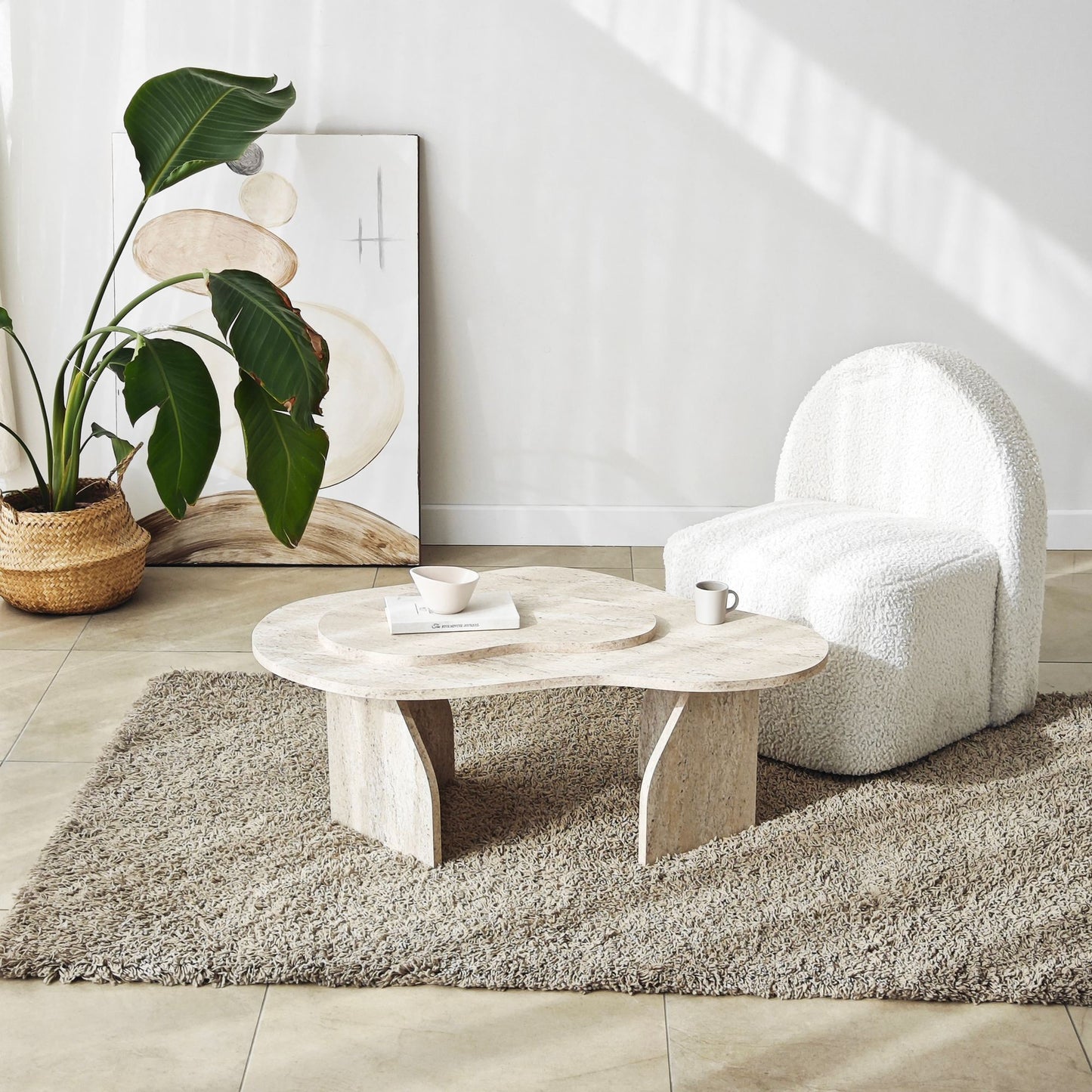 Τραπεζάκι Σαλονιού Travertine 105 x 65 x 35 εκ GR552NOS2563