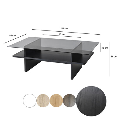 Τραπεζάκι Σαλονιού Μαύρο - Καπνιστό 105 x 65 x 35 εκ GR552NOS2566