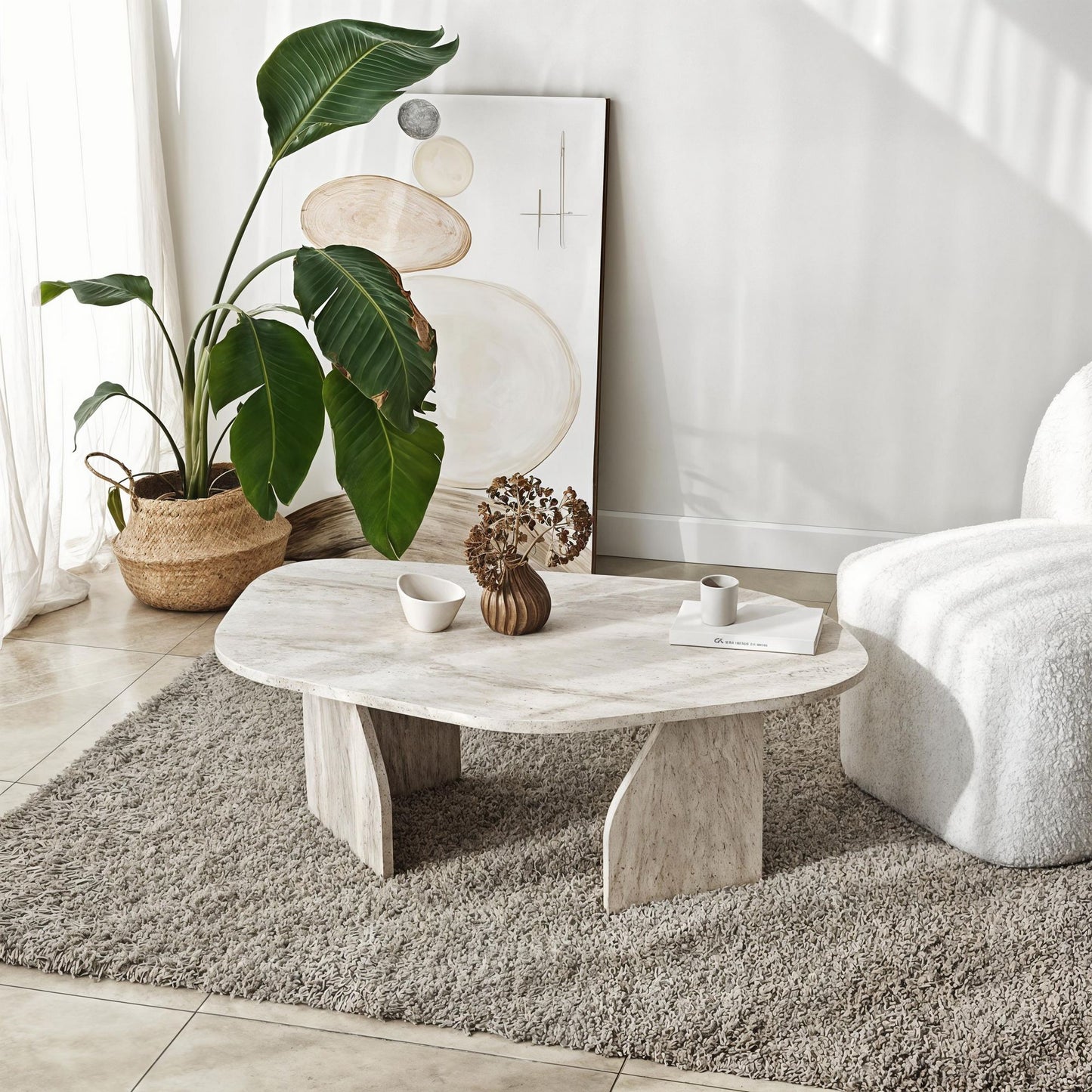 Τραπεζάκι Σαλονιού Travertine 100 x 60 x 35 εκ GR552NOS2572
