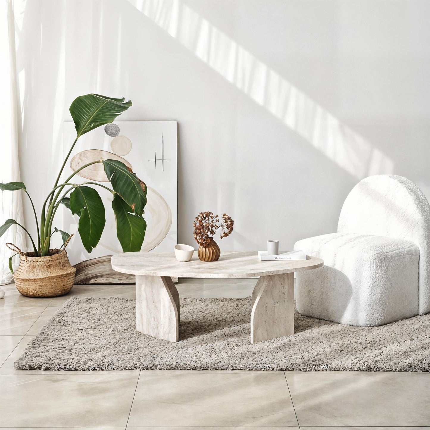 Τραπεζάκι Σαλονιού Travertine 100 x 60 x 35 εκ GR552NOS2572