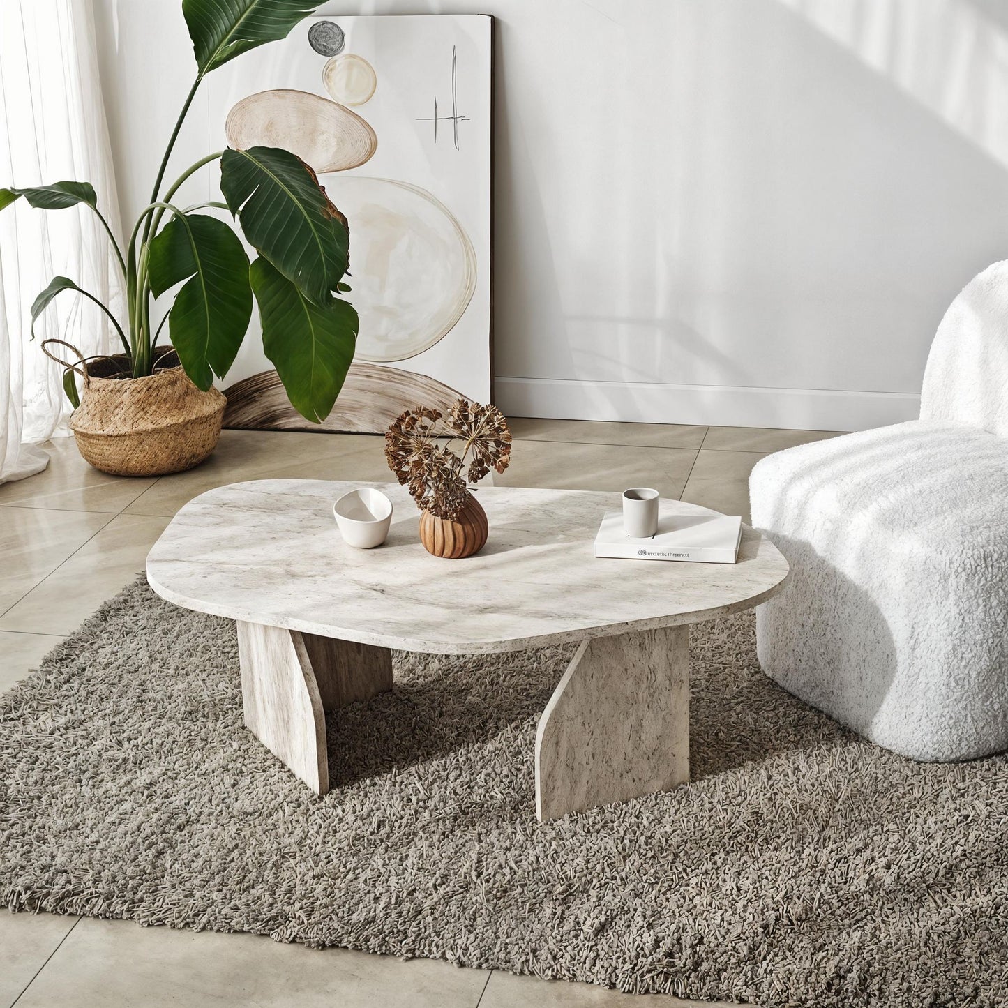 Τραπεζάκι Σαλονιού Travertine 100 x 60 x 35 εκ GR552NOS2572
