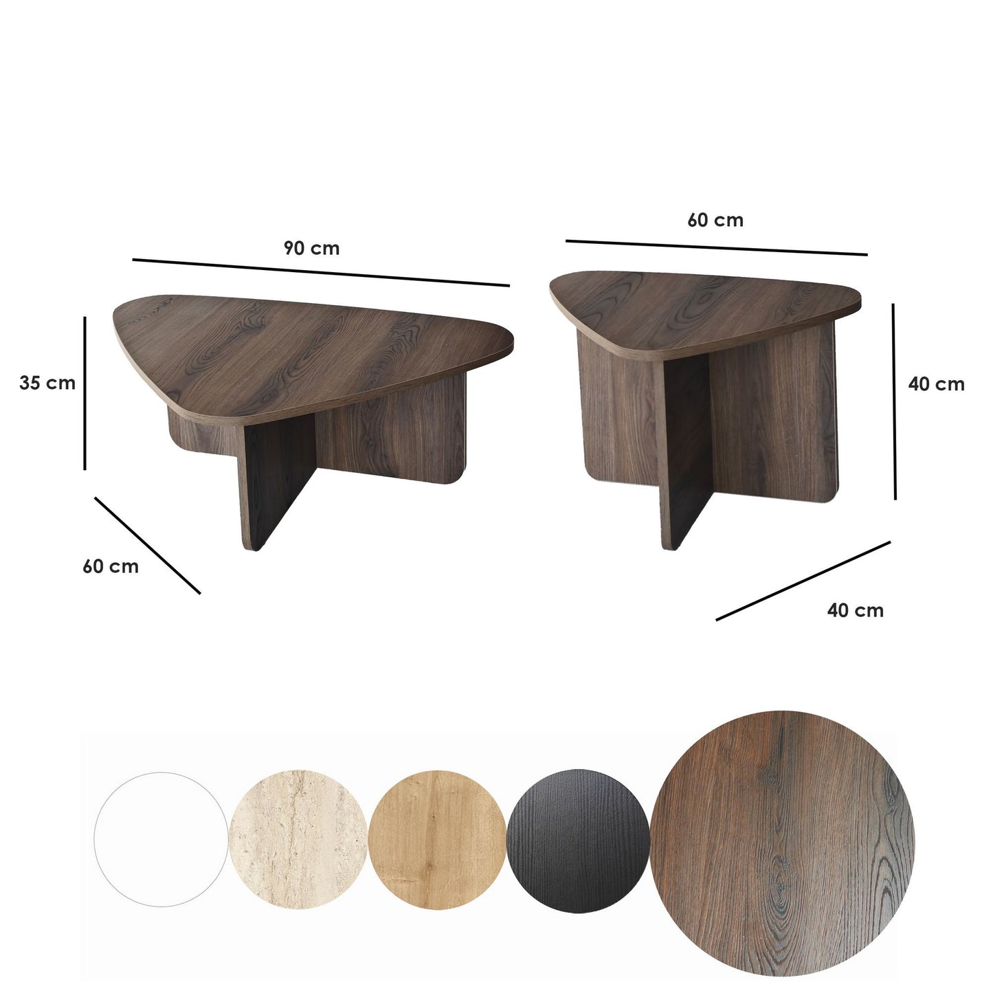 Τραπεζάκι Σαλονιού Set Καρυδί 90 x 60 x 35 εκ GR552NOS2573